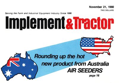 Implement & Tractor, November 1980: »Rounding up the hot new product from Australia – Air Seeders«.