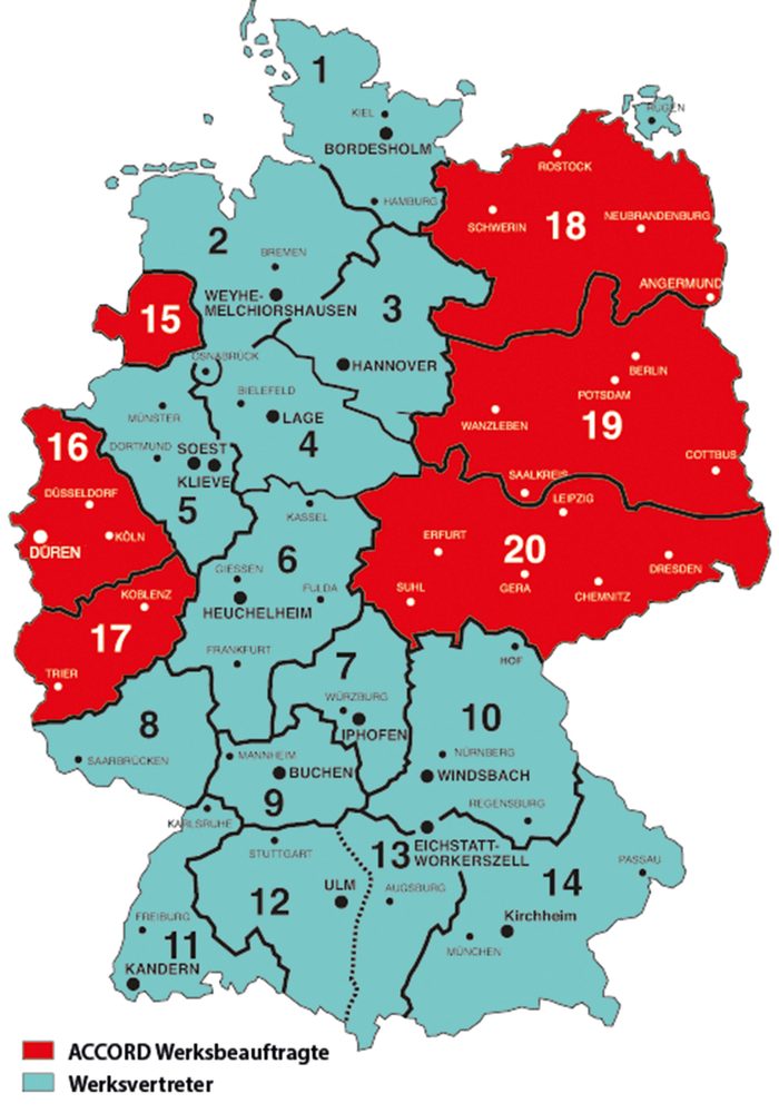 Werksbeauftragte und Werksvertreter: das Vertriebsnetz nach der Wiedervereinigung.